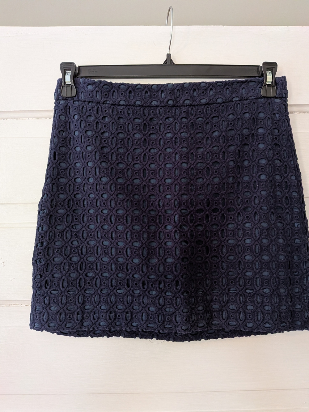 J. Crew Navy Eyelet Mini Skirt